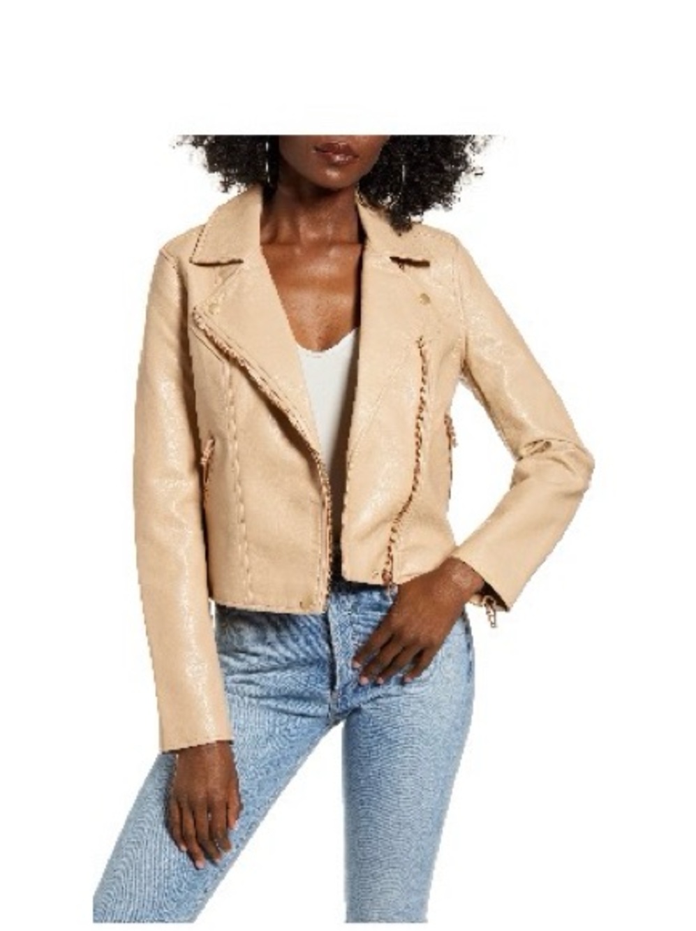 Blank NYC Taupe Leather Moto Jacket